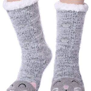 Cozy Gray Cat-Themed Socks for Pets